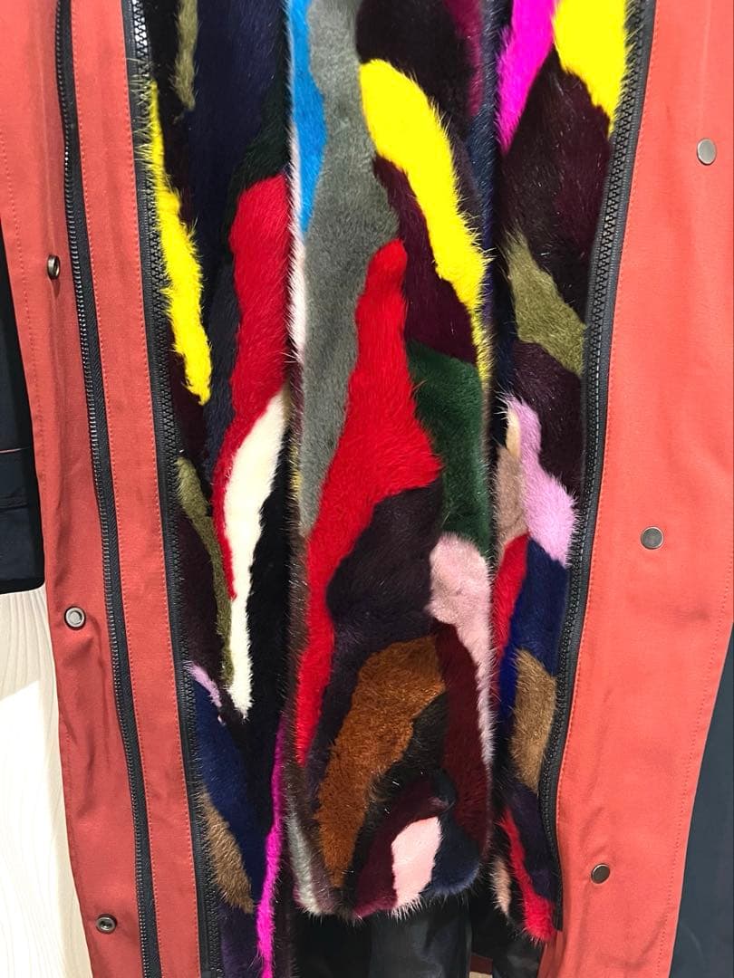 ミニタリーロングコート 2way ミンク ブラック オレンジ