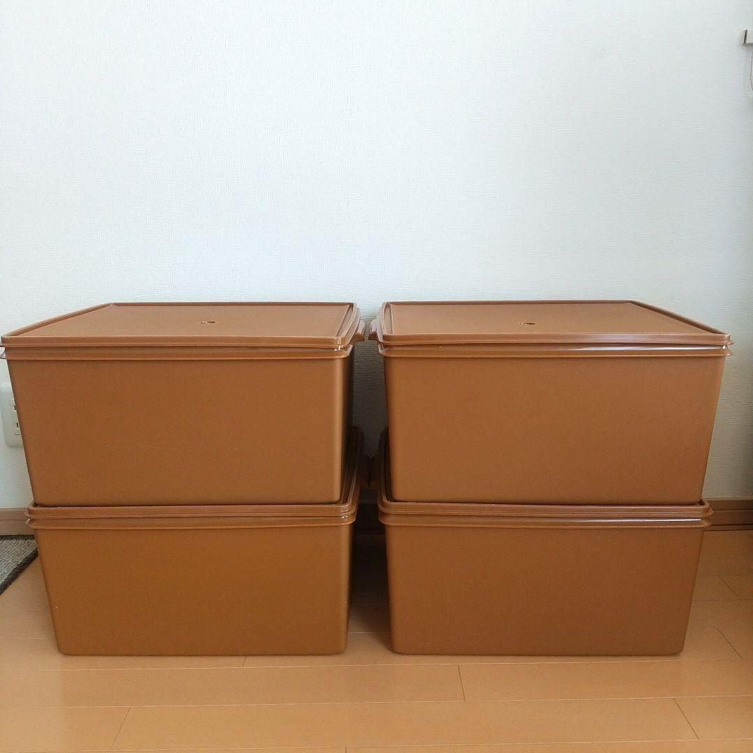 【タッパーウェア】収納ケース ディープスーパーケース 深型 ブラウン４個セット