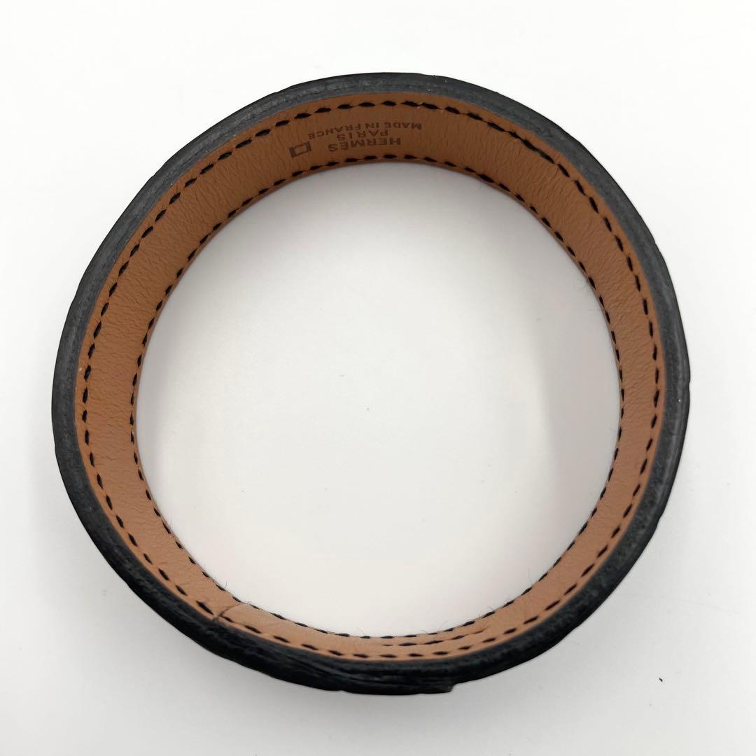 鑑定済・美品★エルメス　プールトゥール　バングル　クロコ　マルジェラ期　黒　□E