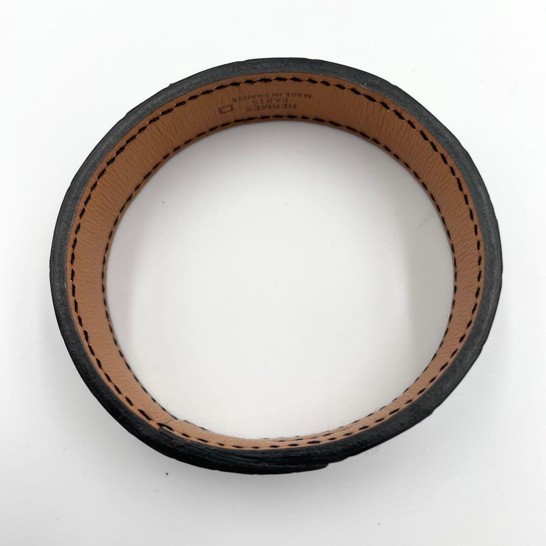 鑑定済・美品★エルメス　プールトゥール　バングル　クロコ　マルジェラ期　黒　□E