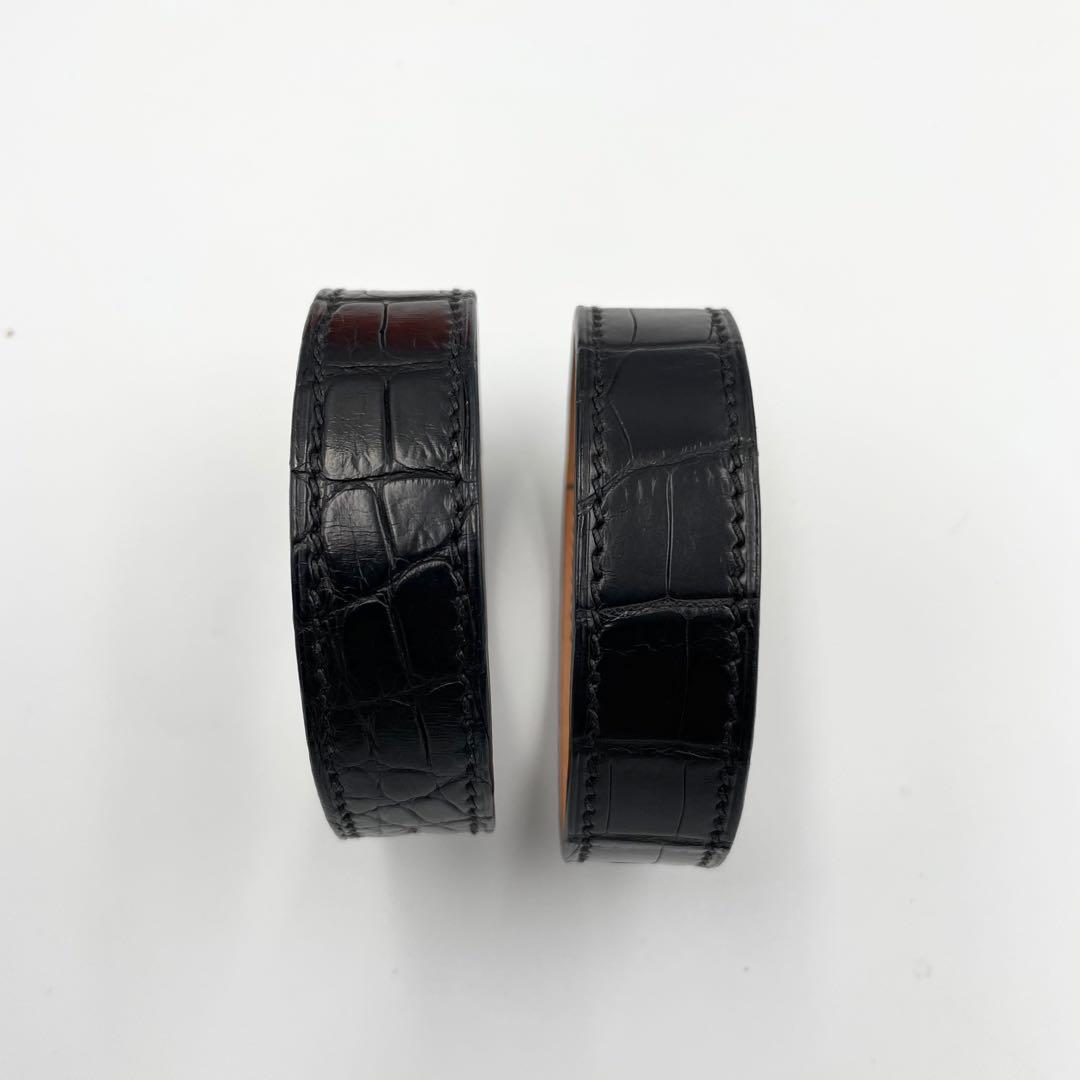 鑑定済・美品★エルメス　プールトゥール　バングル　クロコ　マルジェラ期　黒　□E