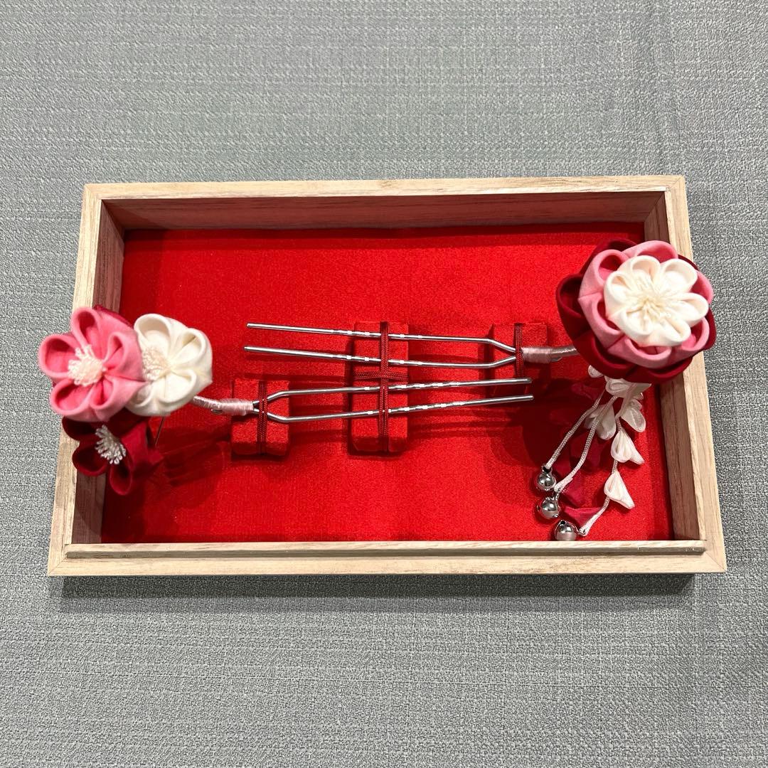 京都おはりばこ　七五三　正絹　つまみ細工　かんざし　4点セット