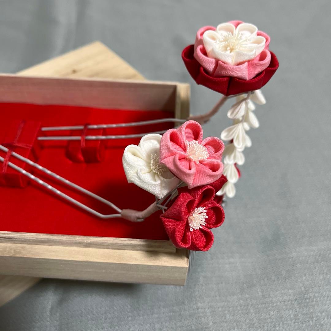 京都おはりばこ　七五三　正絹　つまみ細工　かんざし　4点セット