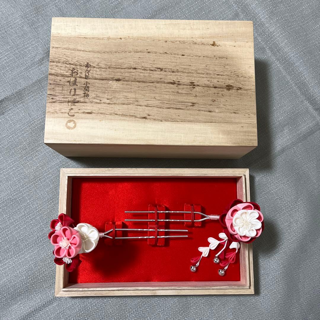 京都おはりばこ　七五三　正絹　つまみ細工　かんざし　4点セット