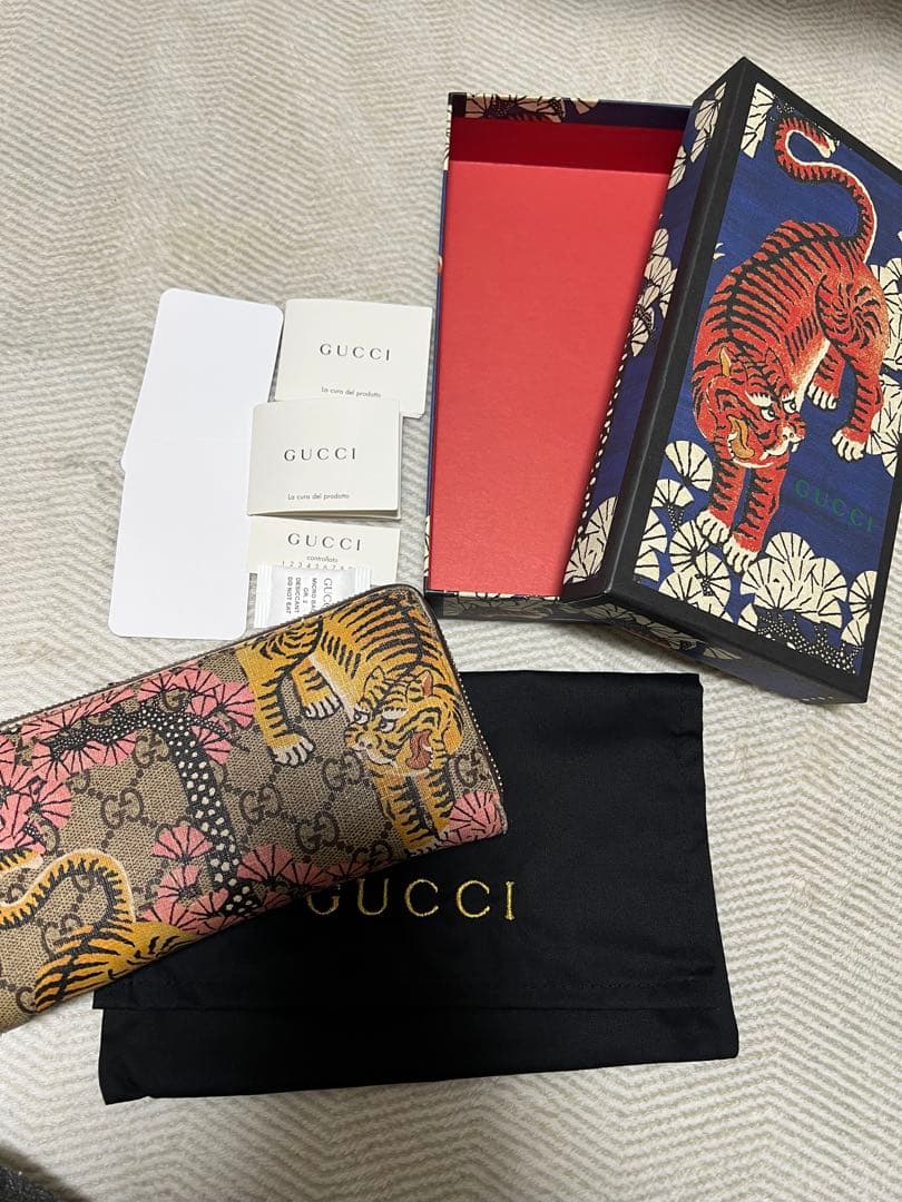 ジ*可様 廃盤希少GUCCI 長財布スプリームベンガル