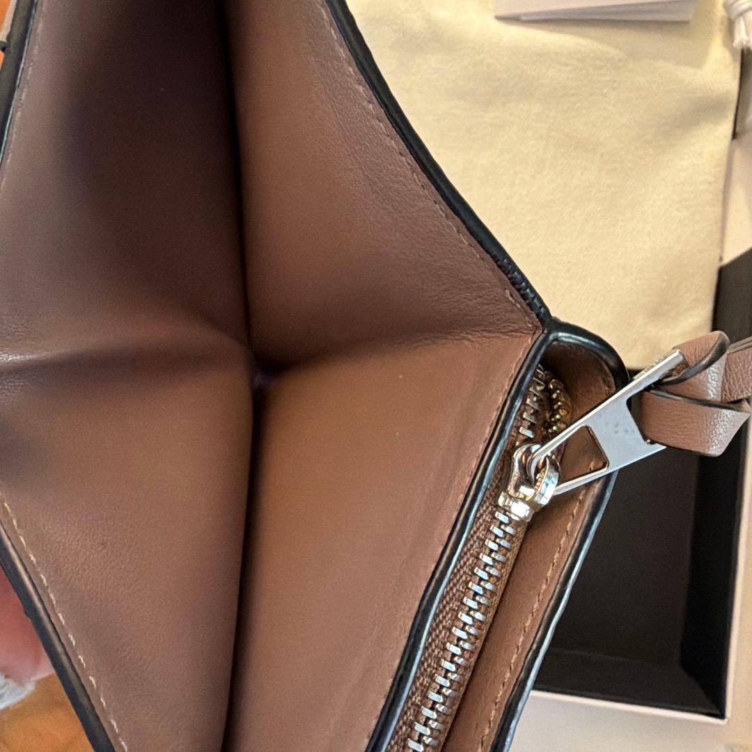 【美品】LOEWE 二つ折り財布 コンパクトジップウォレット　ベージュ/イエロー