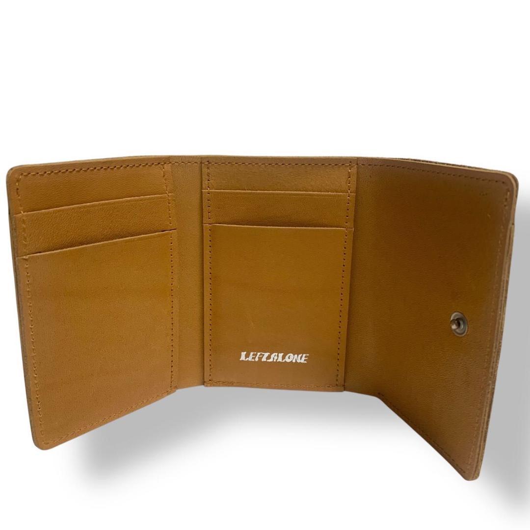 付属品完備 Left Alone レフトアローン 三つ折り財布 レザー キャメル