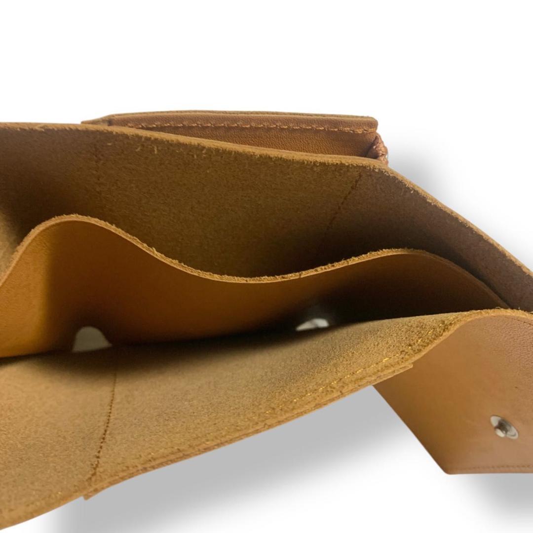 付属品完備 Left Alone レフトアローン 三つ折り財布 レザー キャメル