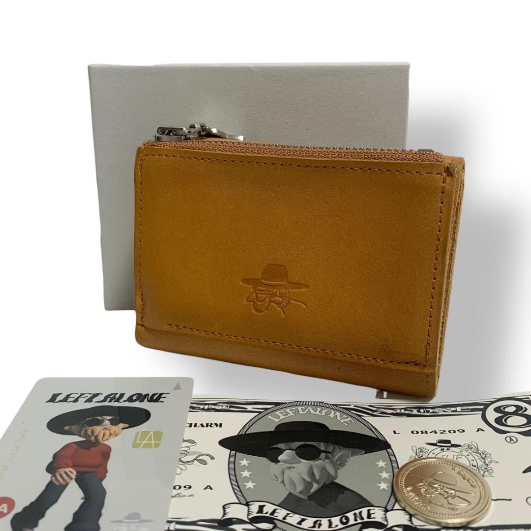 付属品完備 Left Alone レフトアローン 三つ折り財布 レザー キャメル