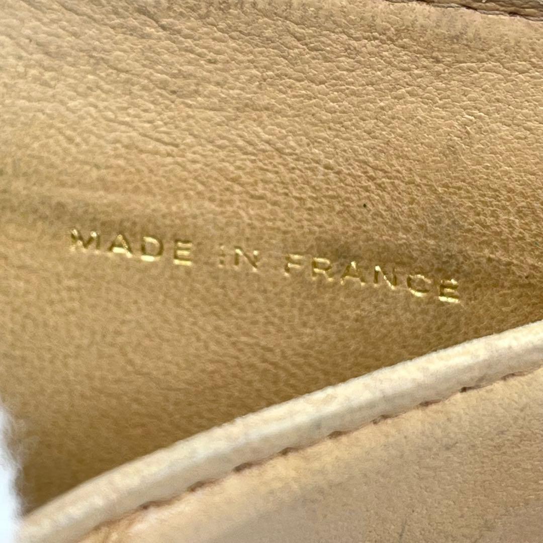 シャネル 二つ折り財布 ココマーク キャビアスキン Wホック レザー ベージュ