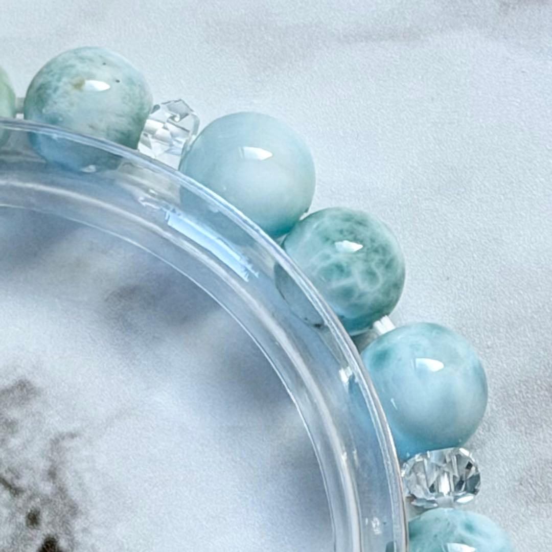 ラリマー 8mm玉ブレスレット　内径約16cm