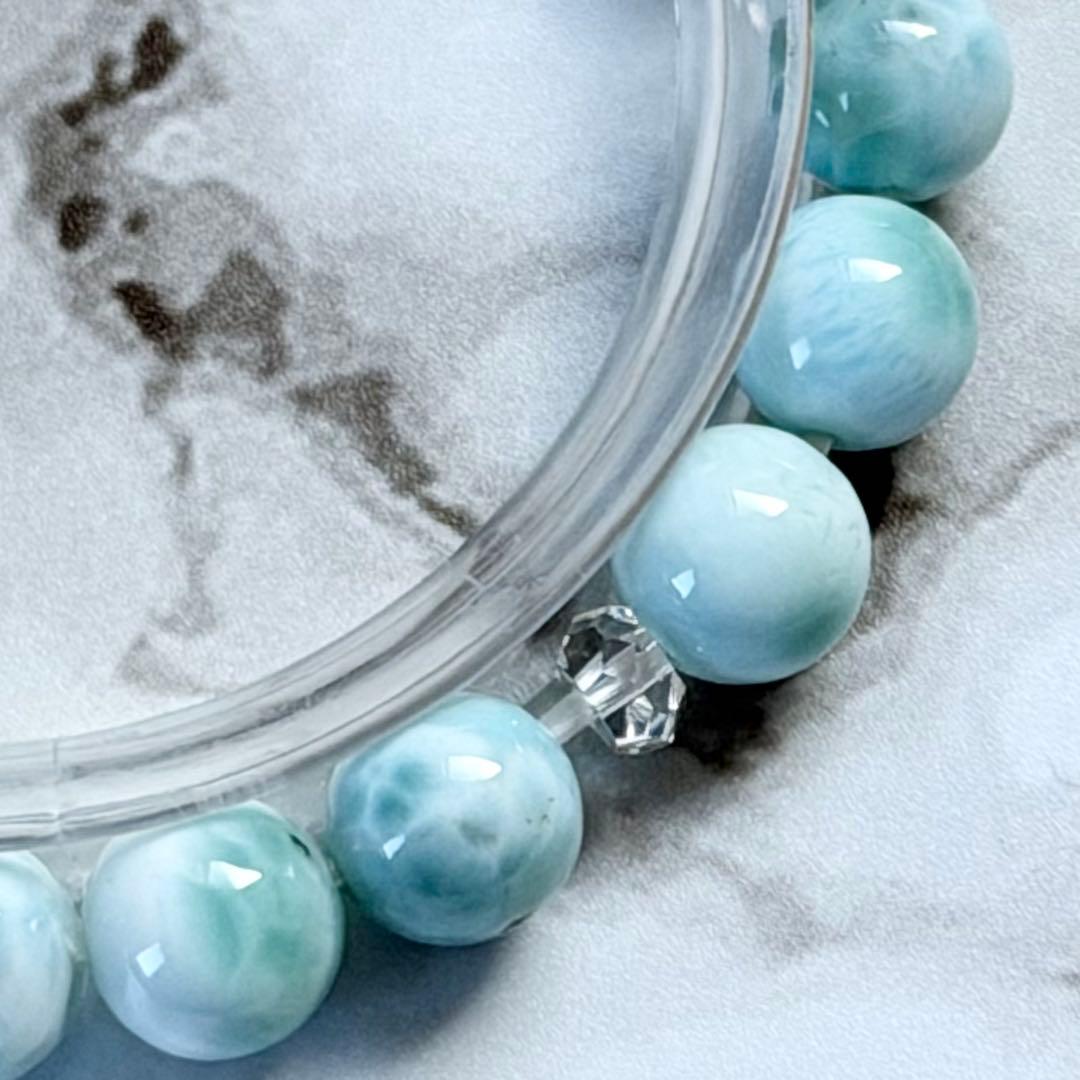 ラリマー 8mm玉ブレスレット　内径約16cm