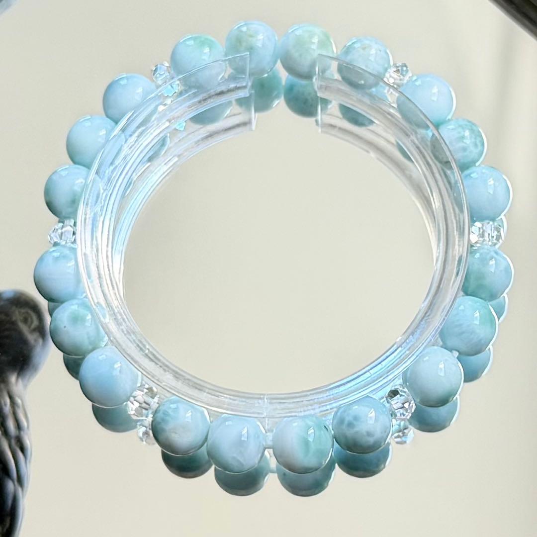 ラリマー 8mm玉ブレスレット　内径約16cm