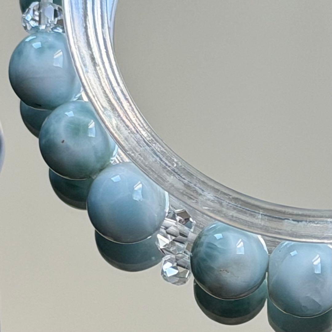 ラリマー 8mm玉ブレスレット　内径約16cm