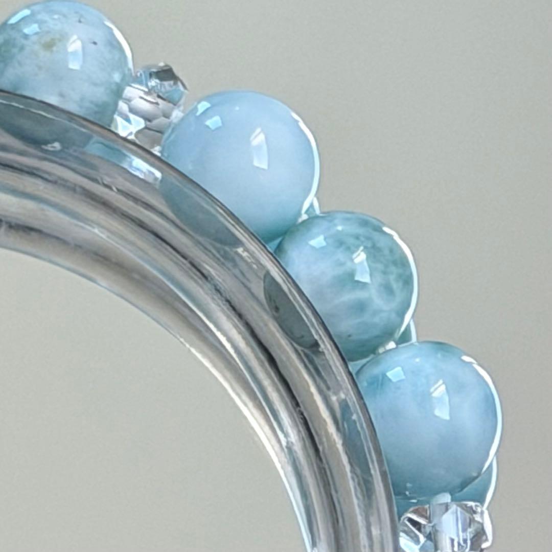 ラリマー 8mm玉ブレスレット　内径約16cm