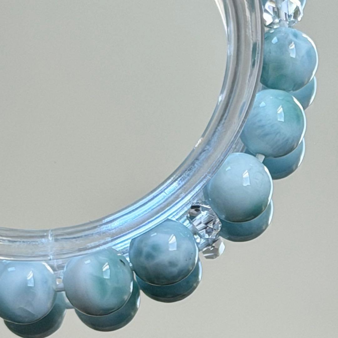 ラリマー 8mm玉ブレスレット　内径約16cm