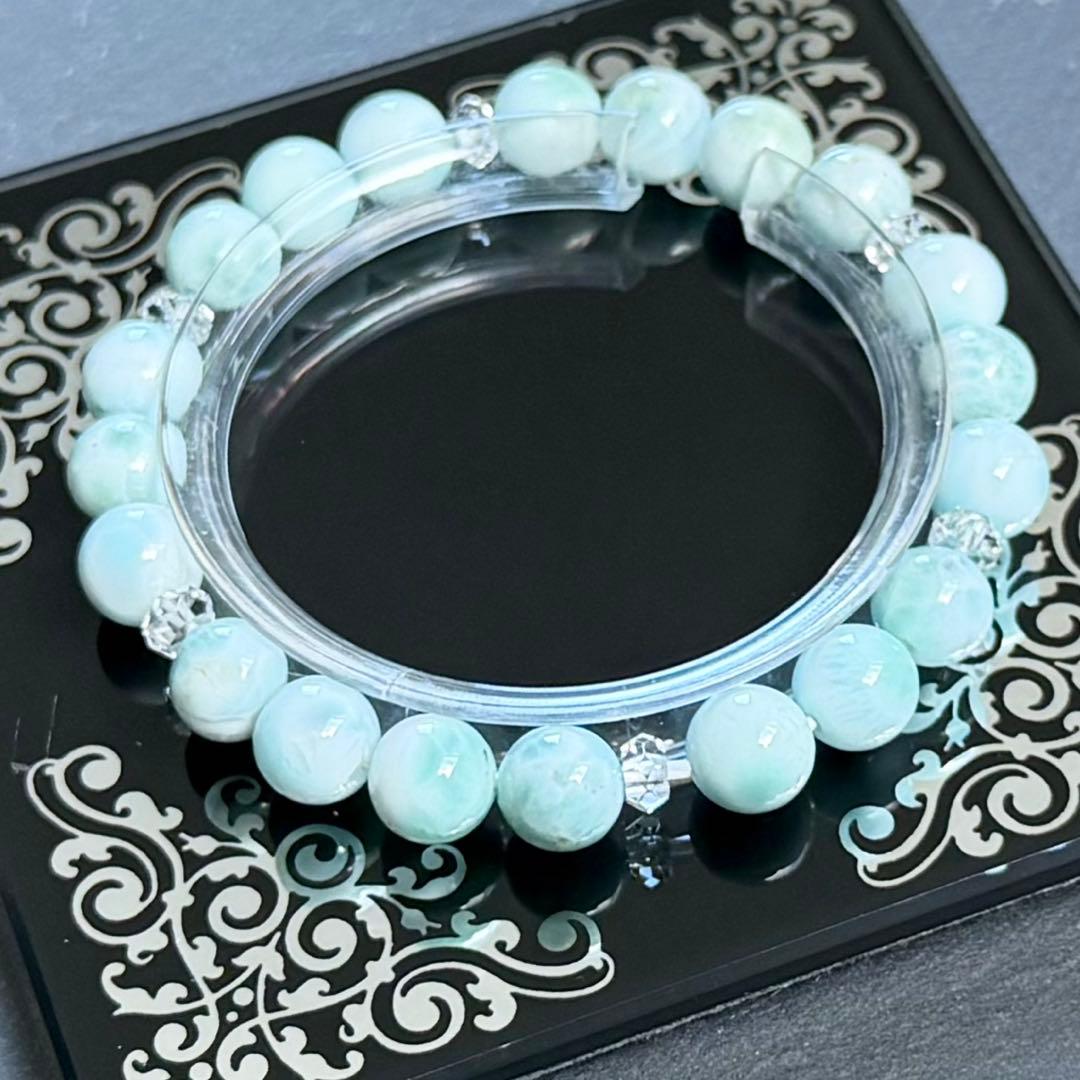 ラリマー 8mm玉ブレスレット　内径約16cm