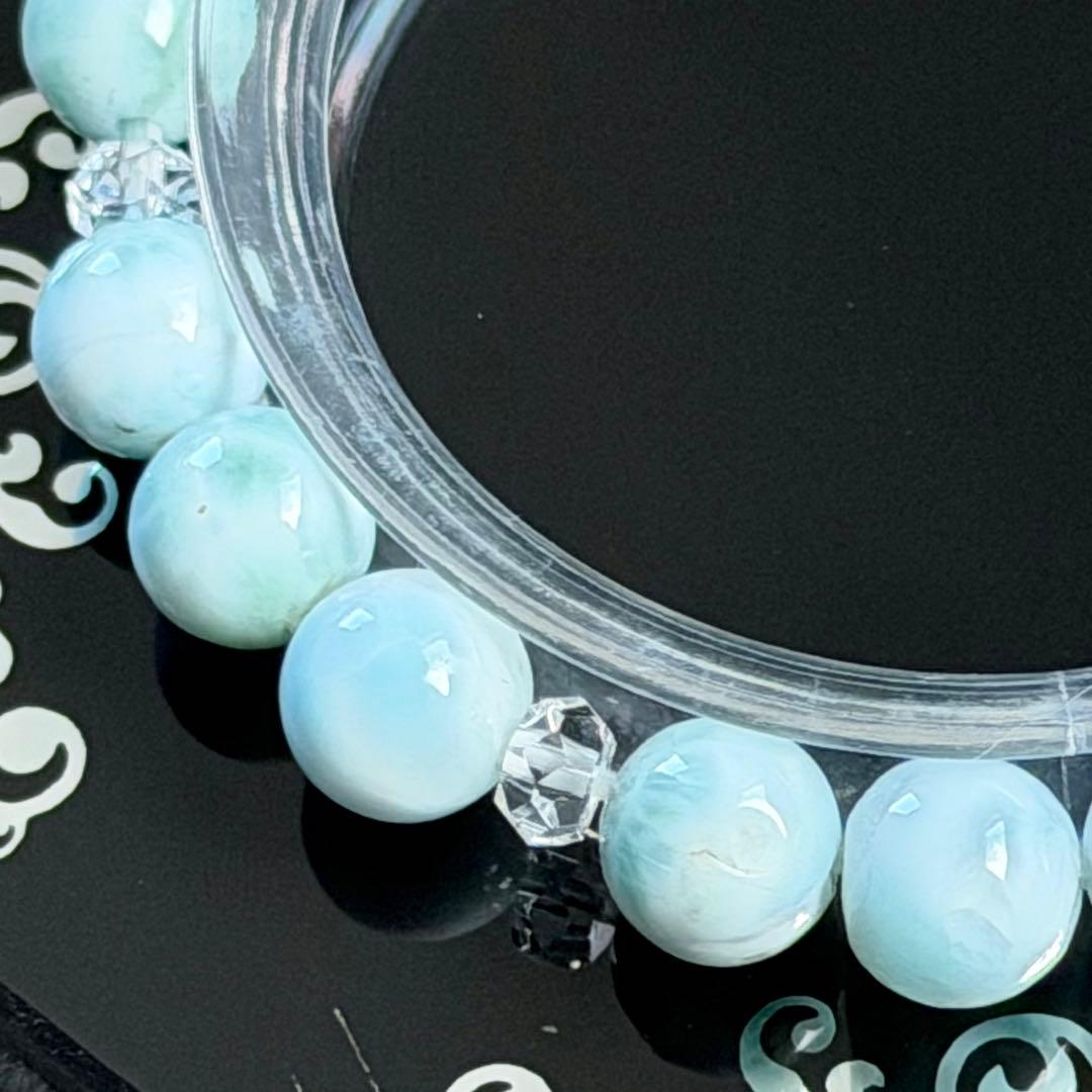 ラリマー 8mm玉ブレスレット　内径約16cm