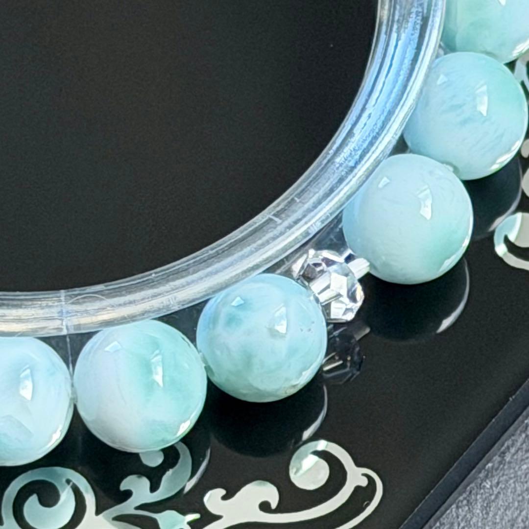 ラリマー 8mm玉ブレスレット　内径約16cm