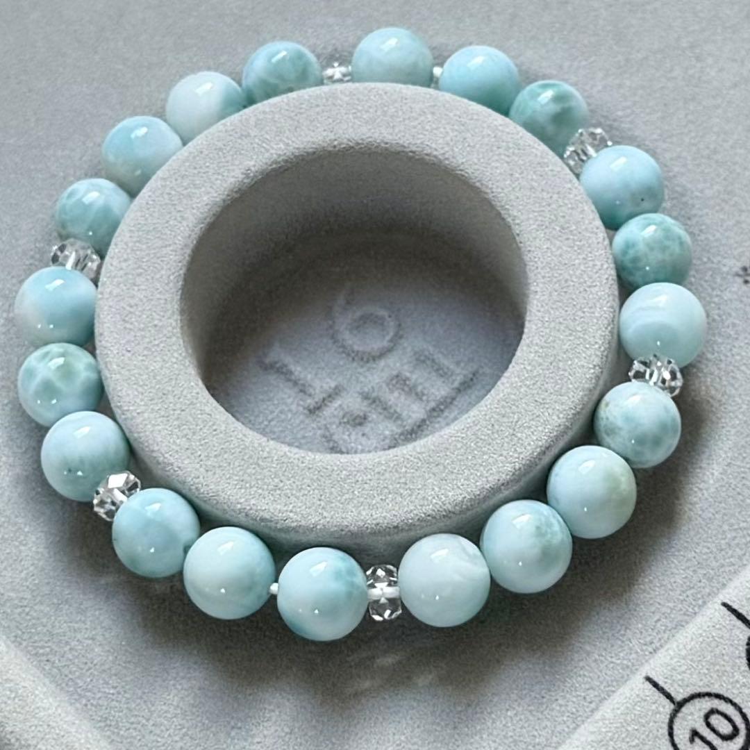 ラリマー 8mm玉ブレスレット　内径約16cm