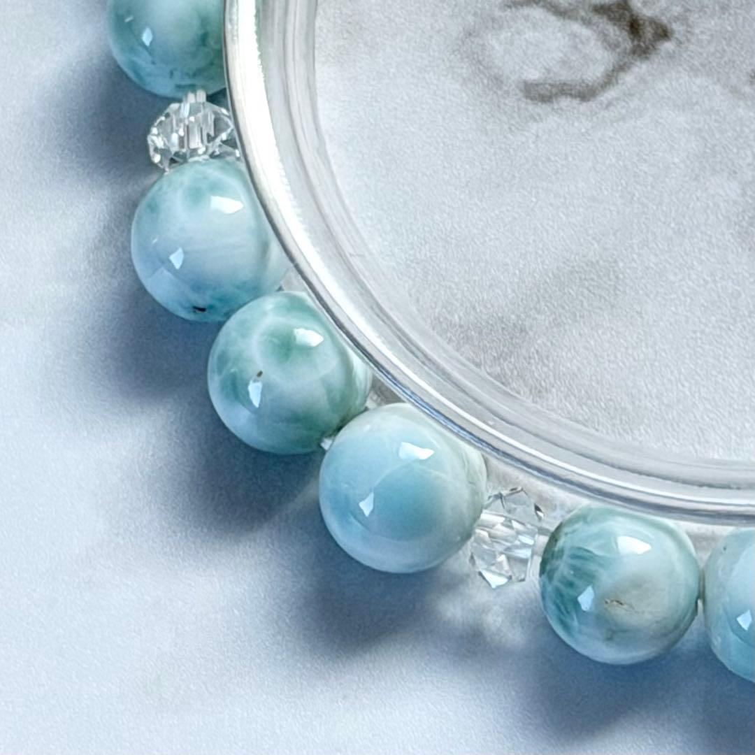 ラリマー 8mm玉ブレスレット　内径約16cm