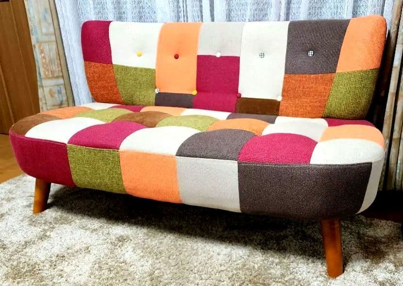 カラフル パッチワーク 2人掛けソファー