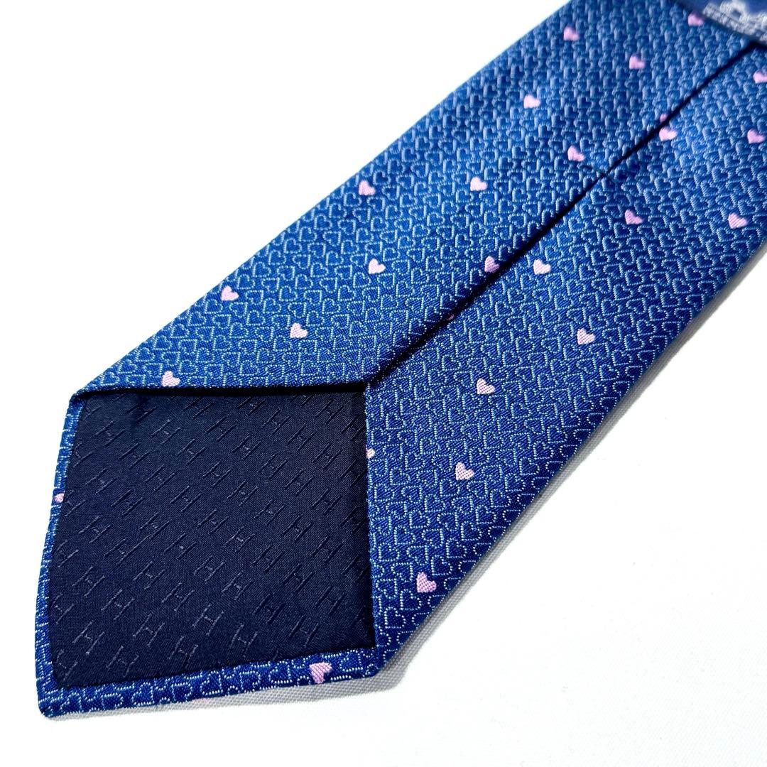 HERMES エルメス ネクタイ ハート柄 ジャガード シルク100% フランス