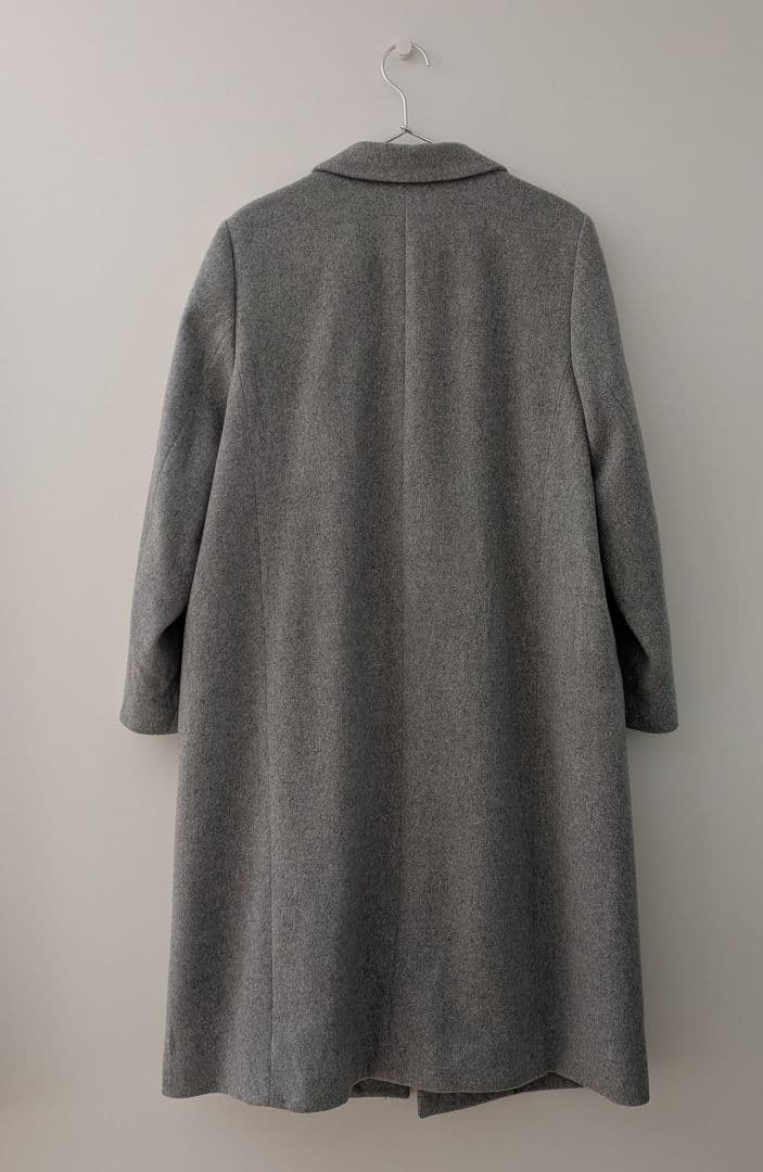 【美品】INDIVI 大きいサイズ ウール100%チェスターコート グレー 15