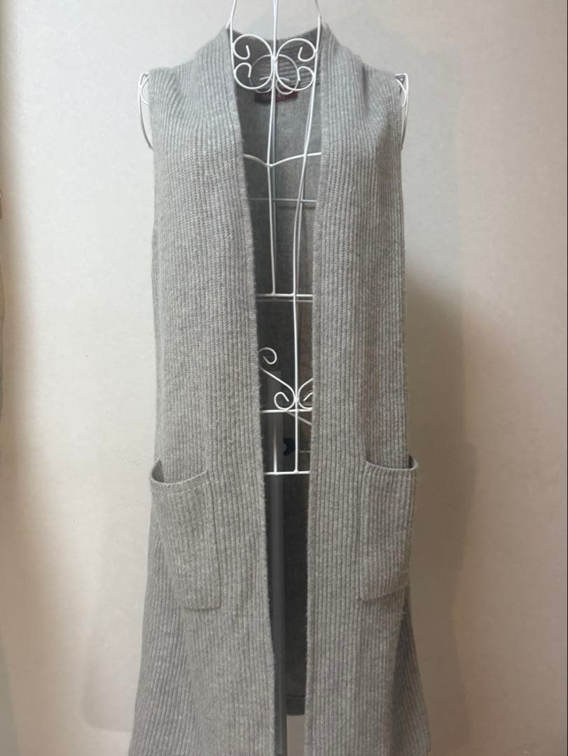 Max Maraマックスマーラ ロングニットベスト S グレー ウール×カシミヤ