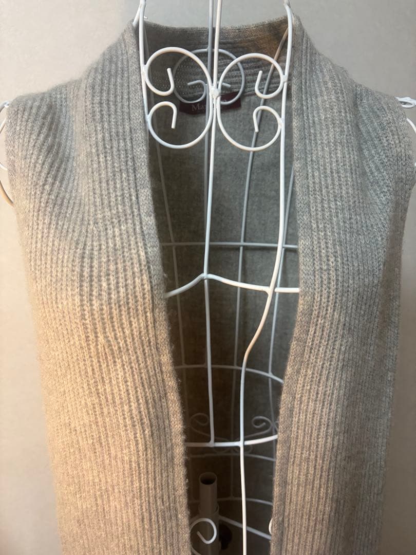 Max Maraマックスマーラ ロングニットベスト S グレー ウール×カシミヤ