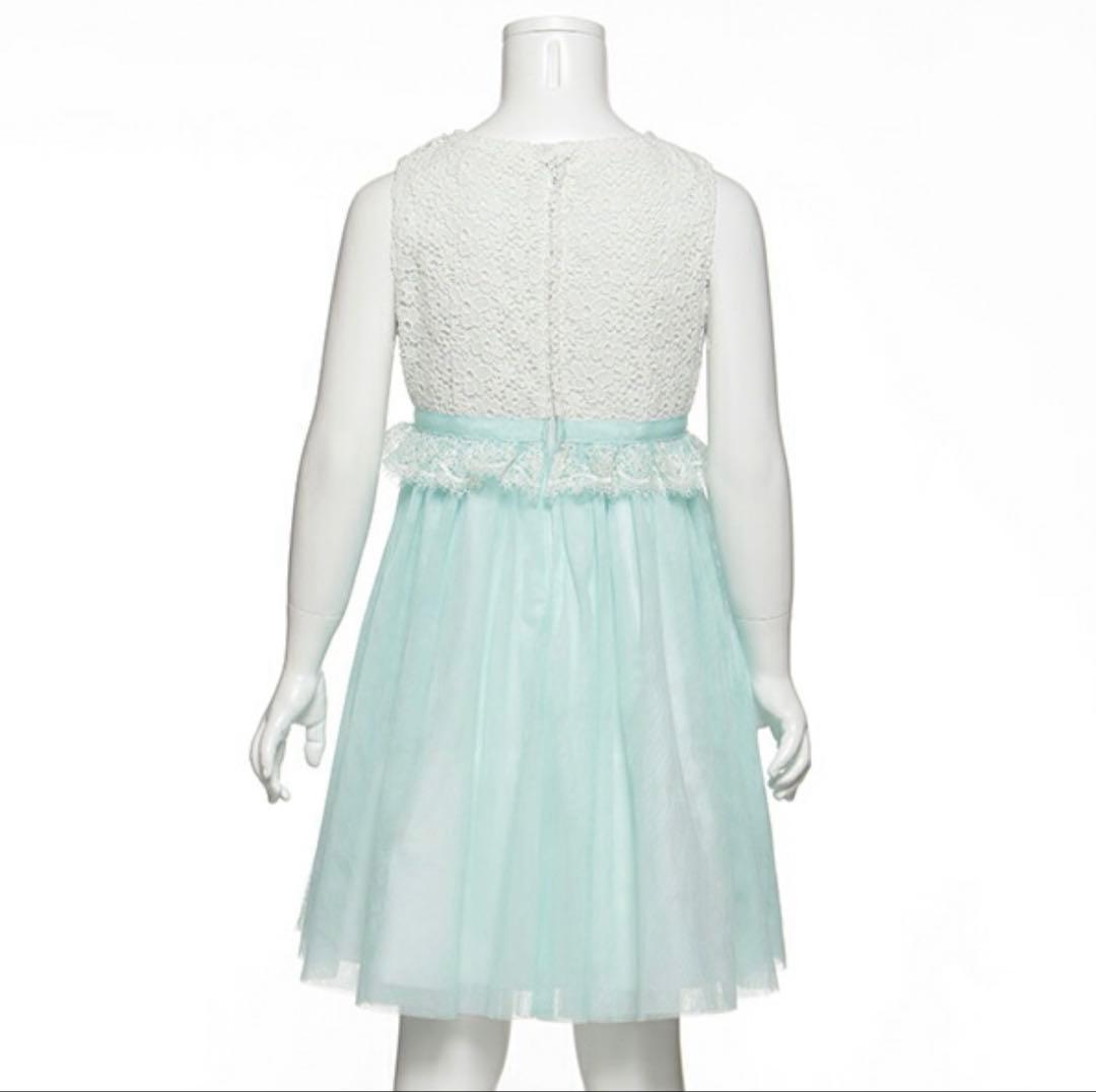 メゾピアノ 120 ミント×ホワイト 入学 発表会 フォーマルワンピース