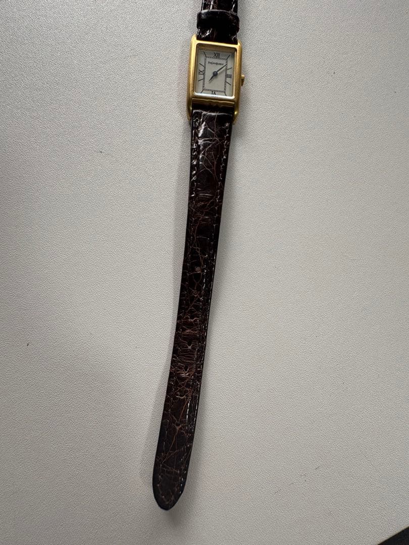 イヴサンローラン YSL レクタンギュラー ローマン 腕時計 クォーツ ゴールド