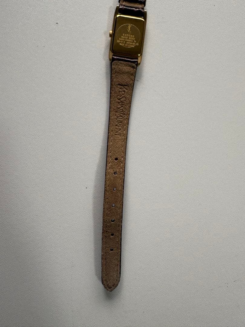 イヴサンローラン YSL レクタンギュラー ローマン 腕時計 クォーツ ゴールド