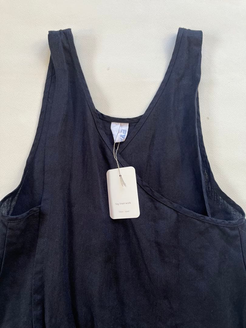 フォグリネンワーク　オーバーエプロン　リネン ネイビー
