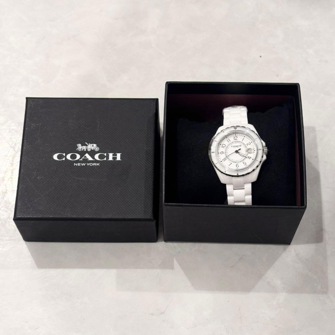 【即購入OK / 未使用 / 当日配送】COACH ホワイト 腕時計 箱付き
