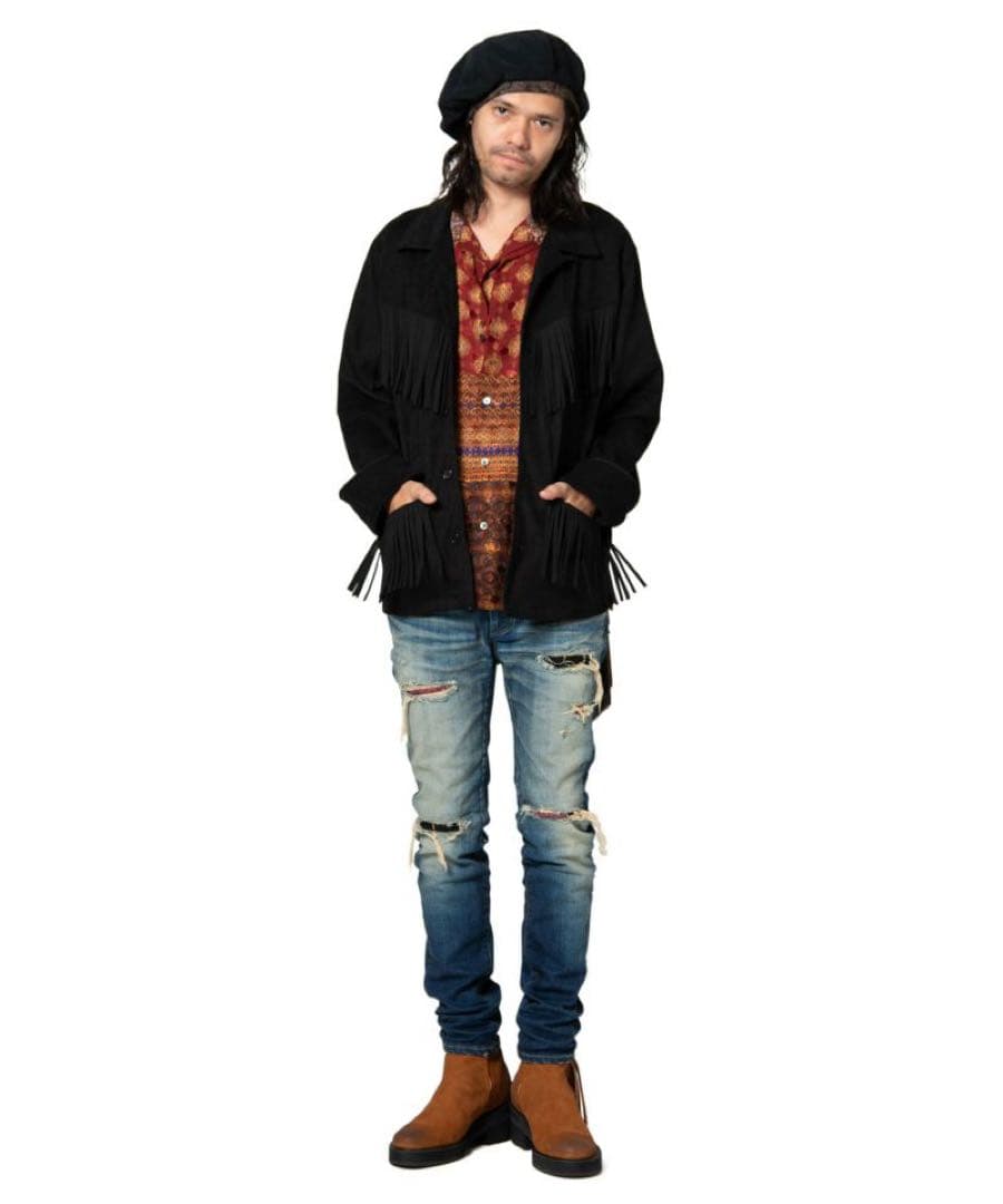 glamb スエード ヒールブーツ 牛革 フリンジ サイドジップ