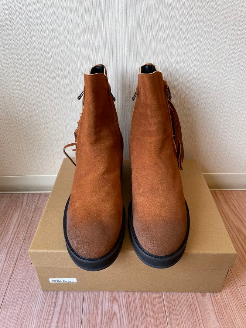 glamb スエード ヒールブーツ 牛革 フリンジ サイドジップ