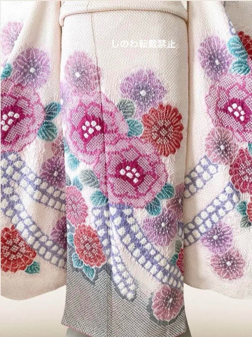 藤娘きぬたや総絞り振袖　落款入り(証明有り)　7点フルセット