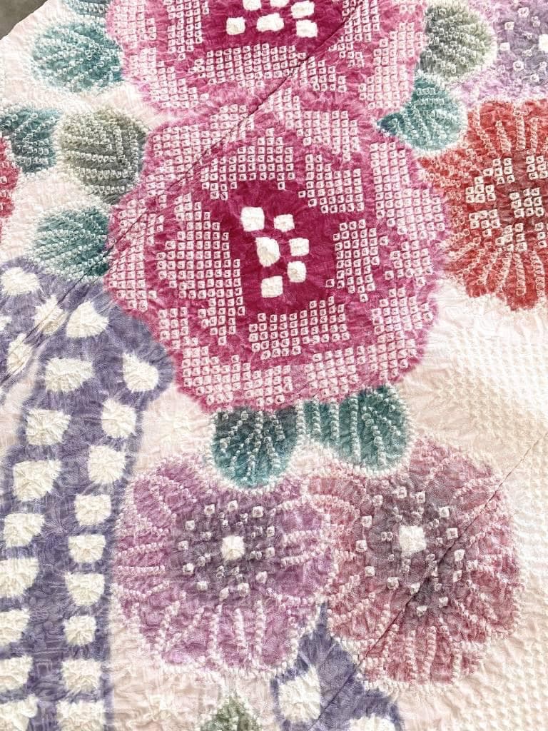 藤娘きぬたや総絞り振袖　落款入り(証明有り)　7点フルセット