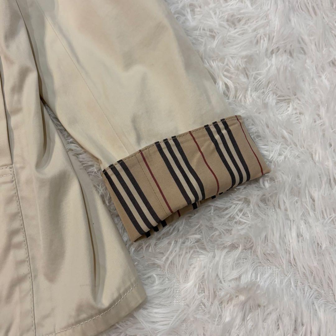 バーバリーロンドン　トレンチコート ストライプ　アイボリー　L