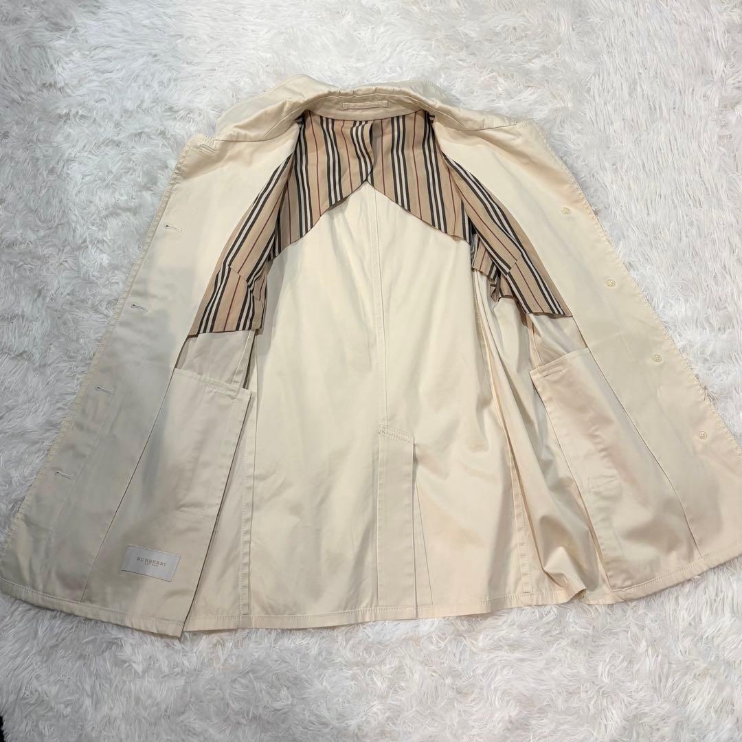 バーバリーロンドン　トレンチコート ストライプ　アイボリー　L