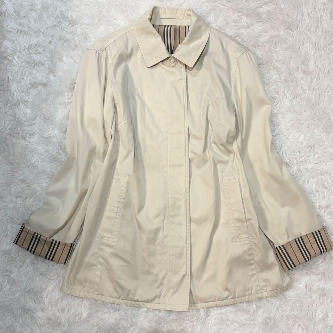 バーバリーロンドン　トレンチコート ストライプ　アイボリー　L