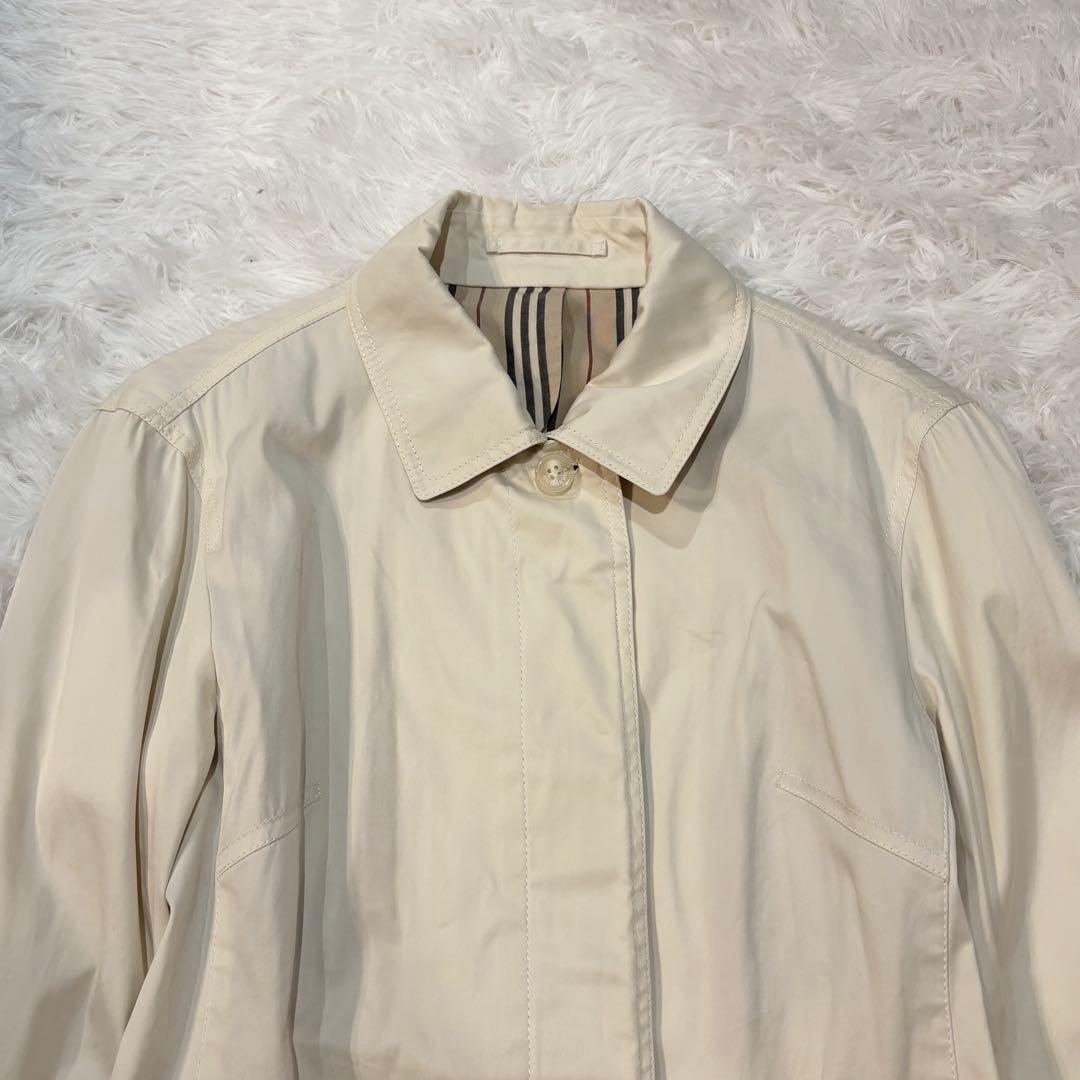 バーバリーロンドン　トレンチコート ストライプ　アイボリー　L