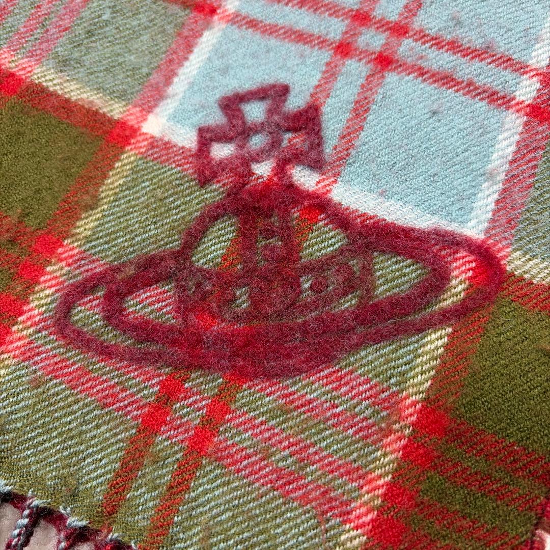 現行 美品 Vivienne Westwood ビックオーブ チェックマフラー