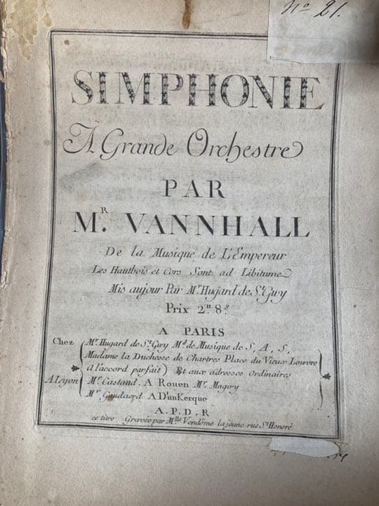 ヴァンハル：交響曲ハ長調Bryan C1（ca.1770）