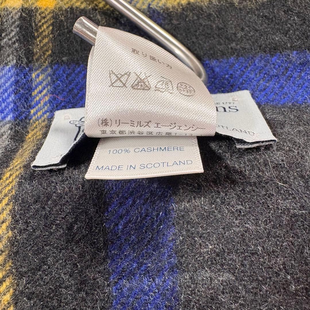 ジョンストンズ　カシミヤ100%　大判ストール　チャコール　国内正規品　日本限定