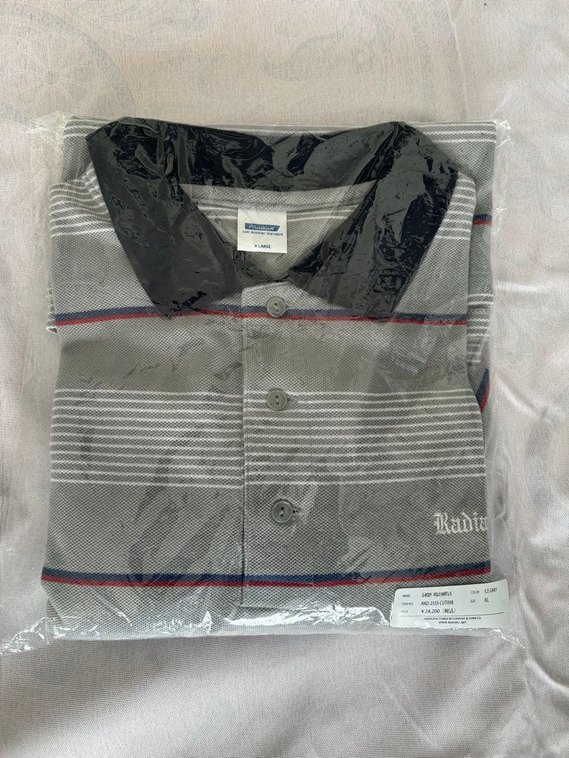 1月8日〆切　Radiall 長袖ポロシャツ　Ice Gray XLサイズ