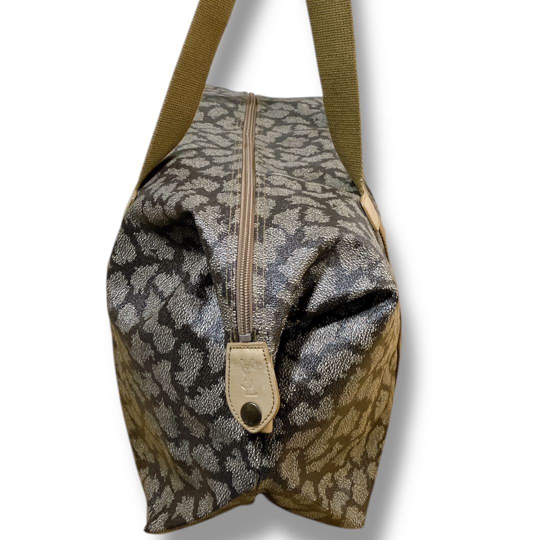 イブサンローラン ジラフ柄 肩掛け可 大容量 ユニセックスボストンバッグ グレー