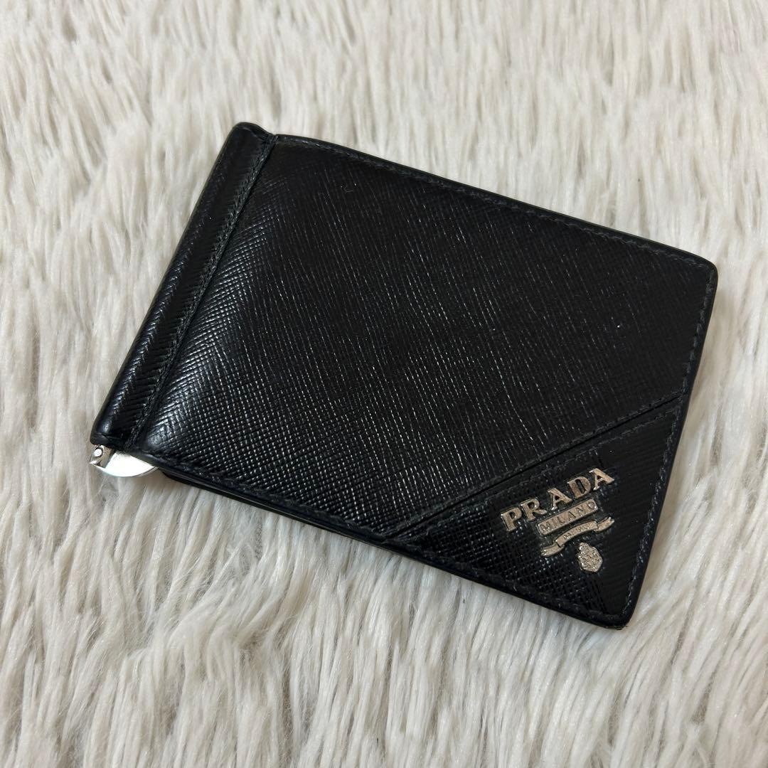 美品✨PRADA プラダ　マネークリップ サフィアーノ　メタルロゴ