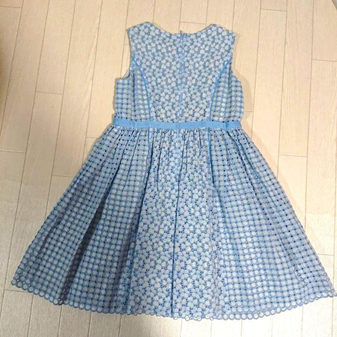 トッカバンビーニ110長袖ブラウス&120フラワーレースワンピースドレス　水色